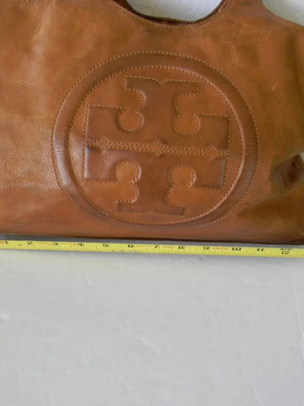 Tory Burch Bombe Leather Tote Bag Brown Logo Shoulder Bag